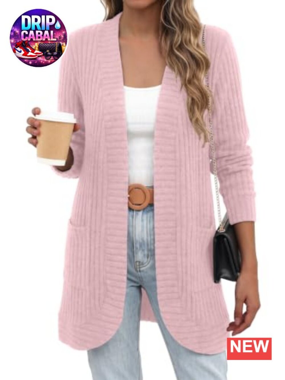 Women's Open Front Cardigan Sweater with Pockets Long Sleeve V-Neck